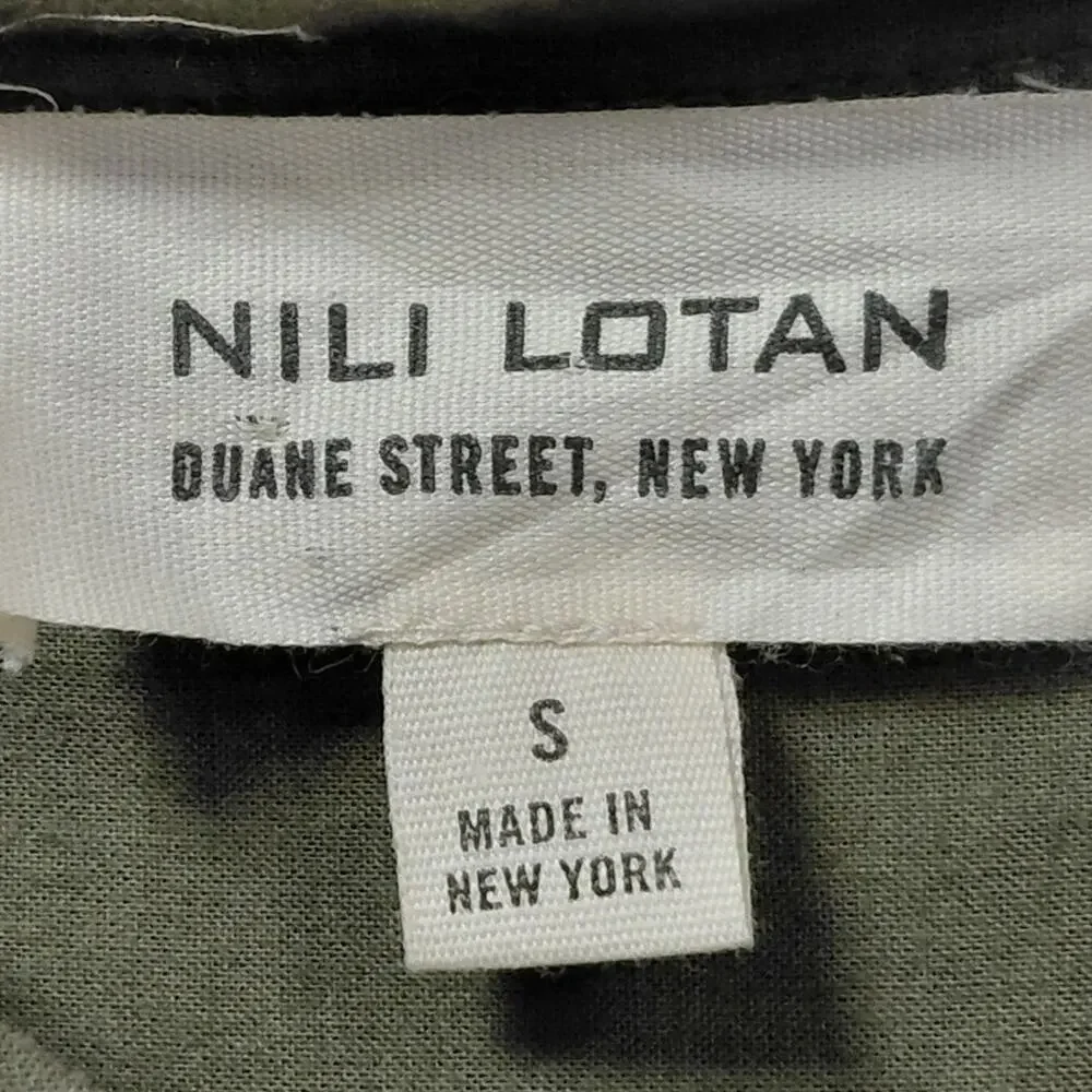 Nili Lotan Duane Made in USA Green Mini Pleated Shirt Dress Women Size S